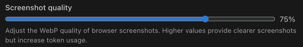 Configuração da qualidade da captura de tela